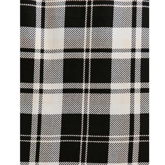 Torrid size 3 BLACK & IVORY PLAID CHALLIS ZIP FRONT DRAWSTRING SHIRT DRESS - Picture 5 of 11